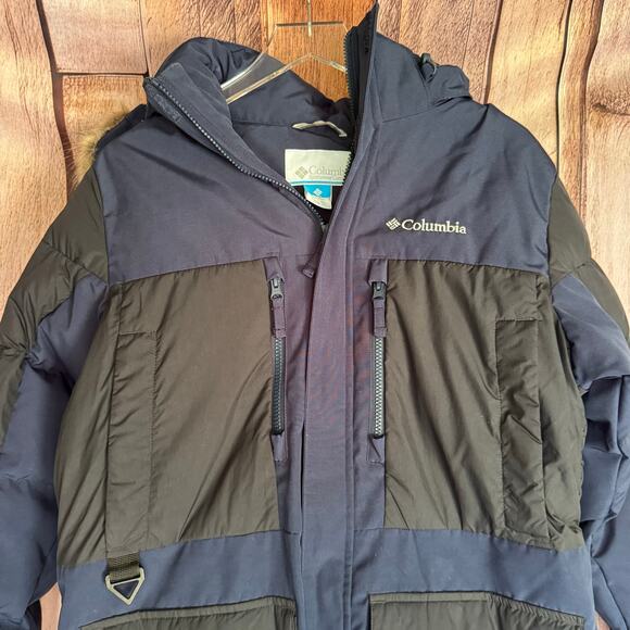 Columbia Jacket Marquam Peak Fusion Parka Small Navy Black Omni-Heat Ski Snow - Picture 3 of 8
